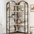 68.5'' Étagère Industrielle en Bois avec Cadre Métallique, Bibliothèque d'Angle Réversible à 5 Niveaux, Organisateur de Rangement Ouvert pour Salon, Chambre, Bureau à Domicile