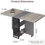 GustoWave Tavolo da Pranzo Pieghevole Salvaspazio con 2 Ripiani Portaoggetti - Estensibile, Ripiegabile Allungabile Rettangolare, Arredamento per Cucina Ufficio