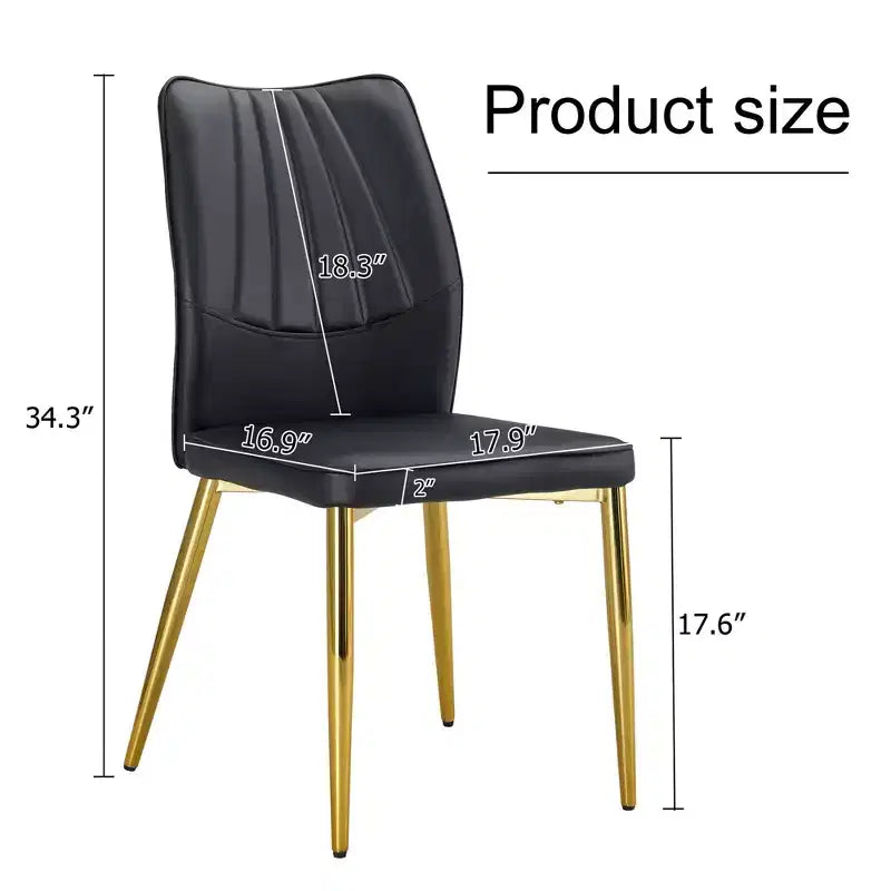 Set di 4 sedie da pranzo Mid-Century Modern - Sedili imbottiti in pelle PU nera, gambe in metallo argentato, eleganti sedie d'accento per cucina/soggiorno