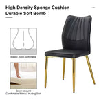 Set di 4 sedie da pranzo Mid-Century Modern - Sedili imbottiti in pelle PU nera, gambe in metallo argentato, eleganti sedie d'accento per cucina/soggiorno