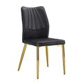 Mid-Century Modern Dining Chairs Set of 4 - Black PU Leather Padded Seats, Silver Metal Legs, Stylish Accent Chairs for Kitchen/Living Room