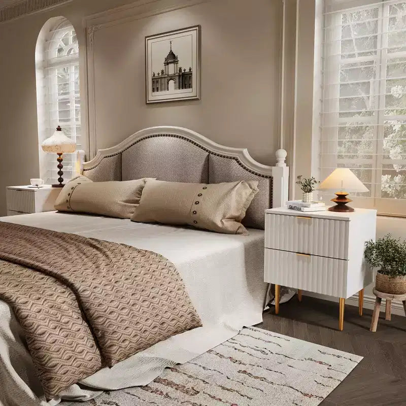 Comodino scanalato moderno con 2 cassetti, tavolino da notte in oro e legno, tavolino piccolo, tavolino per camera da letto, soggiorno
