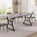 Rectangular Dining Table for 6 People, Kitchen Tables with Extra Heavy Duty Metal Legs, Gray