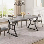 Rectangular Dining Table for 6 People, Kitchen Tables with Extra Heavy Duty Metal Legs, Gray