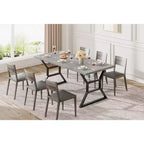 Tavolo da Pranzo Rettangolare per 6 Persone, Tavoli da Cucina con Gambe in Metallo Ultra Resistenti, Grigio