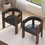 Set di 2 sedie da pranzo moderne di metà secolo, rivestite in pelle PU con schienale curvo e struttura in legno di caucciù, eleganti sedie d'accento per la cucina