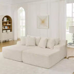 EHMKNP Plush Corduroy Two-Seater Lazy Sofa Lounge Chair  Modern Modular Couch with Cushions