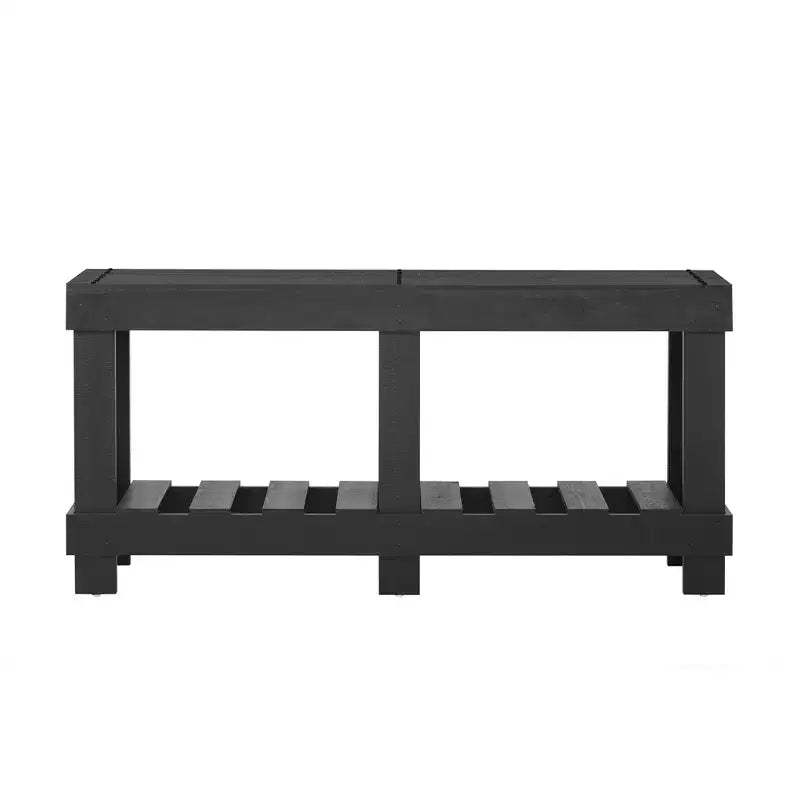 Consolle rustica con contenitore, tavolo da ingresso in legno massello di abete, tavolo vintage da corridoio con ripiano e gambe rinforzate