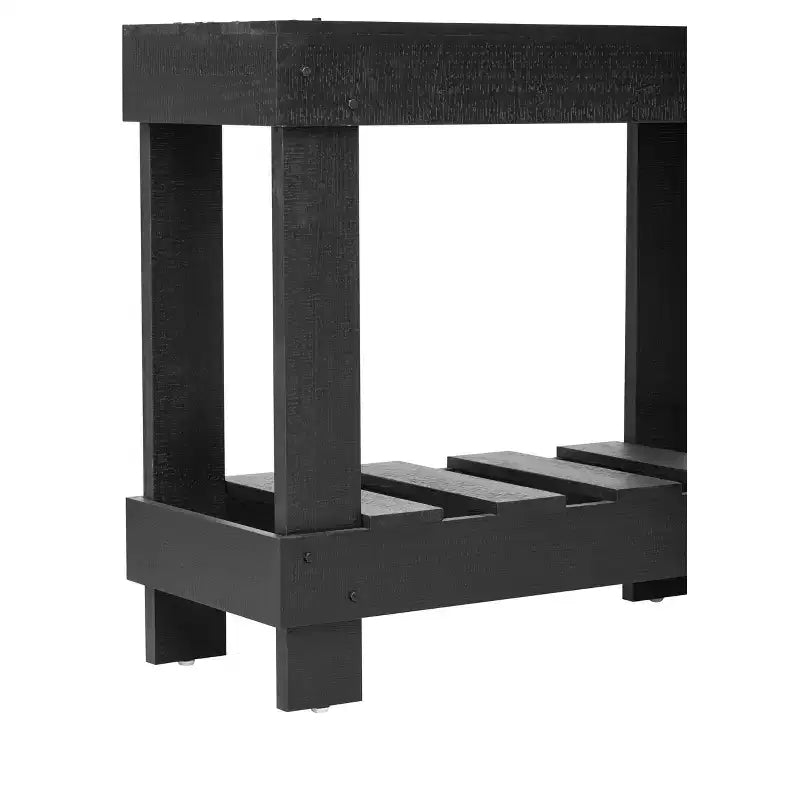Consolle rustica con contenitore, tavolo da ingresso in legno massello di abete, tavolo vintage da corridoio con ripiano e gambe rinforzate