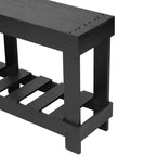 Consolle rustica con contenitore, tavolo da ingresso in legno massello di abete, tavolo vintage da corridoio con ripiano e gambe rinforzate