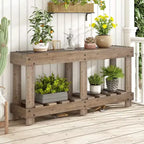 Consolle rustica con contenitore, tavolo da ingresso in legno massello di abete, tavolo vintage da corridoio con ripiano e gambe rinforzate