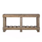Consolle rustica con contenitore, tavolo da ingresso in legno massello di abete, tavolo vintage da corridoio con ripiano e gambe rinforzate