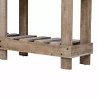 Consolle rustica con contenitore, tavolo da ingresso in legno massello di abete, tavolo vintage da corridoio con ripiano e gambe rinforzate