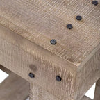 Consolle rustica con contenitore, tavolo da ingresso in legno massello di abete, tavolo vintage da corridoio con ripiano e gambe rinforzate