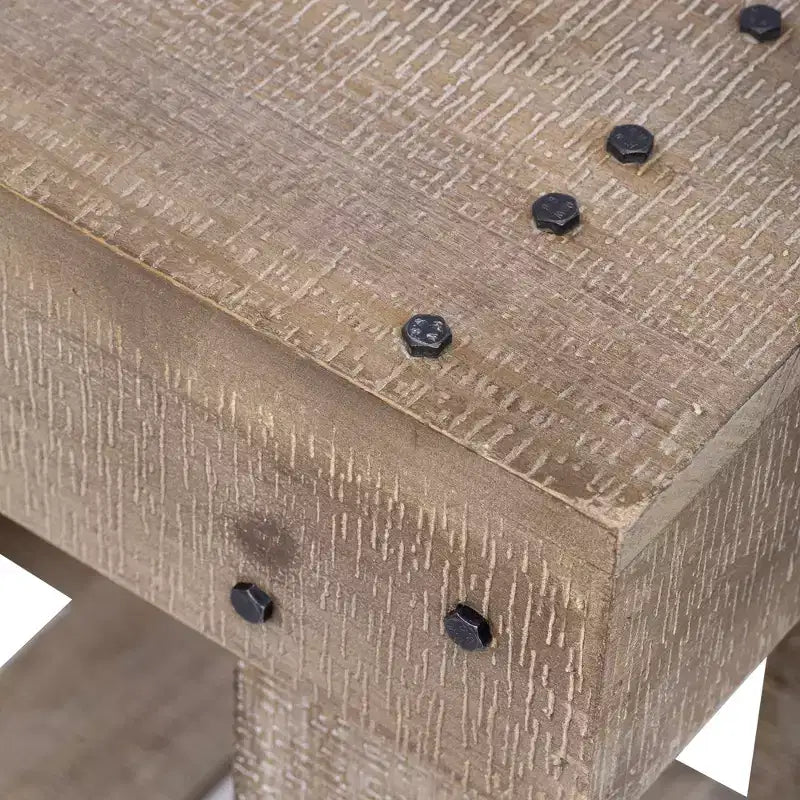 Consolle rustica con contenitore, tavolo da ingresso in legno massello di abete, tavolo vintage da corridoio con ripiano e gambe rinforzate