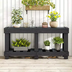 Consolle rustica con contenitore, tavolo da ingresso in legno massello di abete, tavolo vintage da corridoio con ripiano e gambe rinforzate