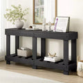 Farmhouse Console Table with Storage, Fir Solid Wood Hallway Table, Vintage Entryway Table with Shelf and Reinforced Legs