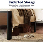 Struttura letto a piattaforma con testiera e pediera, contenitore sottostante, nessun box spring necessario, 12 doghe in metallo, silenzioso