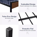 Struttura letto a piattaforma con testiera e pediera, contenitore sottostante, nessun box spring necessario, 12 doghe in metallo, silenzioso