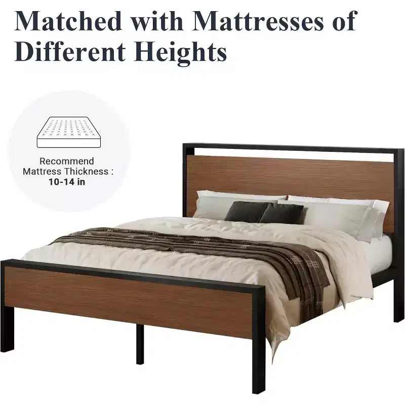 Struttura letto a piattaforma con testiera e pediera, contenitore sottostante, nessun box spring necessario, 12 doghe in metallo, silenzioso