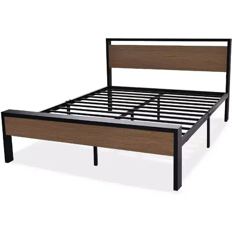 Struttura letto a piattaforma con testiera e pediera, contenitore sottostante, nessun box spring necessario, 12 doghe in metallo, silenzioso