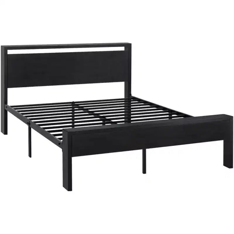 Struttura letto a piattaforma con testiera e pediera, contenitore sottostante, nessun box spring necessario, 12 doghe in metallo, silenzioso