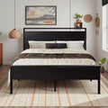 Struttura letto a piattaforma con testiera e pediera, contenitore sottostante, nessun box spring necessario, 12 doghe in metallo, silenzioso