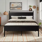 Struttura letto a piattaforma con testiera e pediera, contenitore sottostante, nessun box spring necessario, 12 doghe in metallo, silenzioso