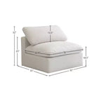 Meridian Furniture, Sedia modulare senza braccioli in velluto felpato, comfort standard