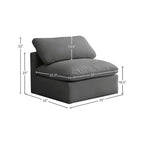 Meridian Furniture, Sedia modulare senza braccioli in velluto felpato, comfort standard