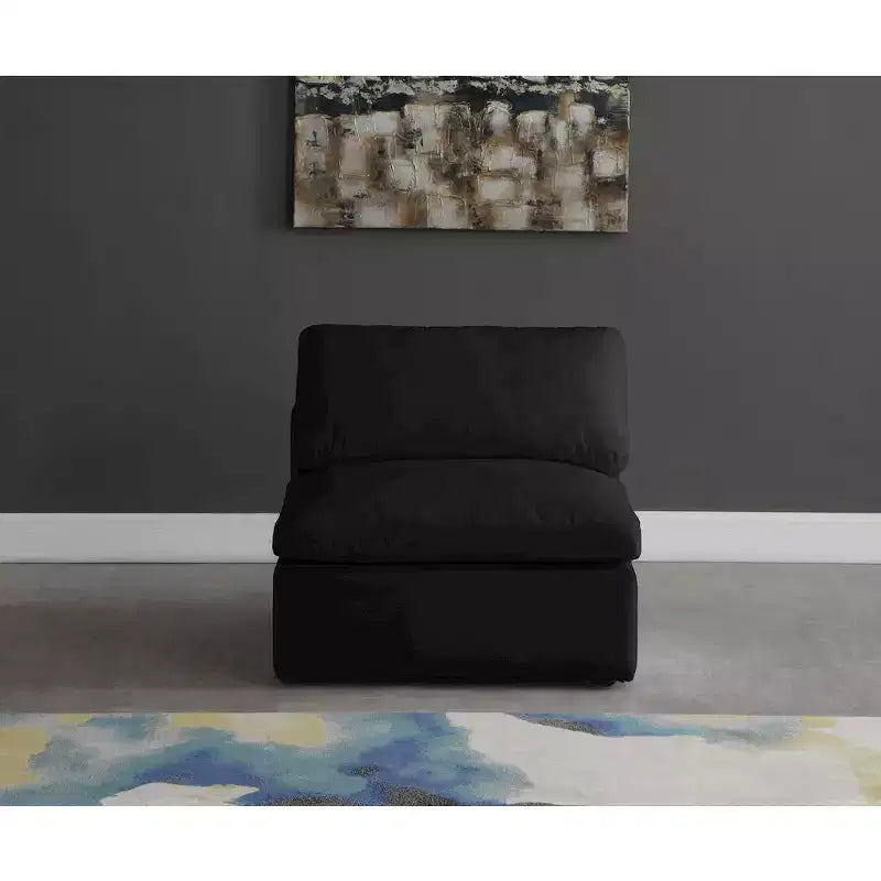 Meridian Furniture, Sedia modulare senza braccioli in velluto felpato, comfort standard