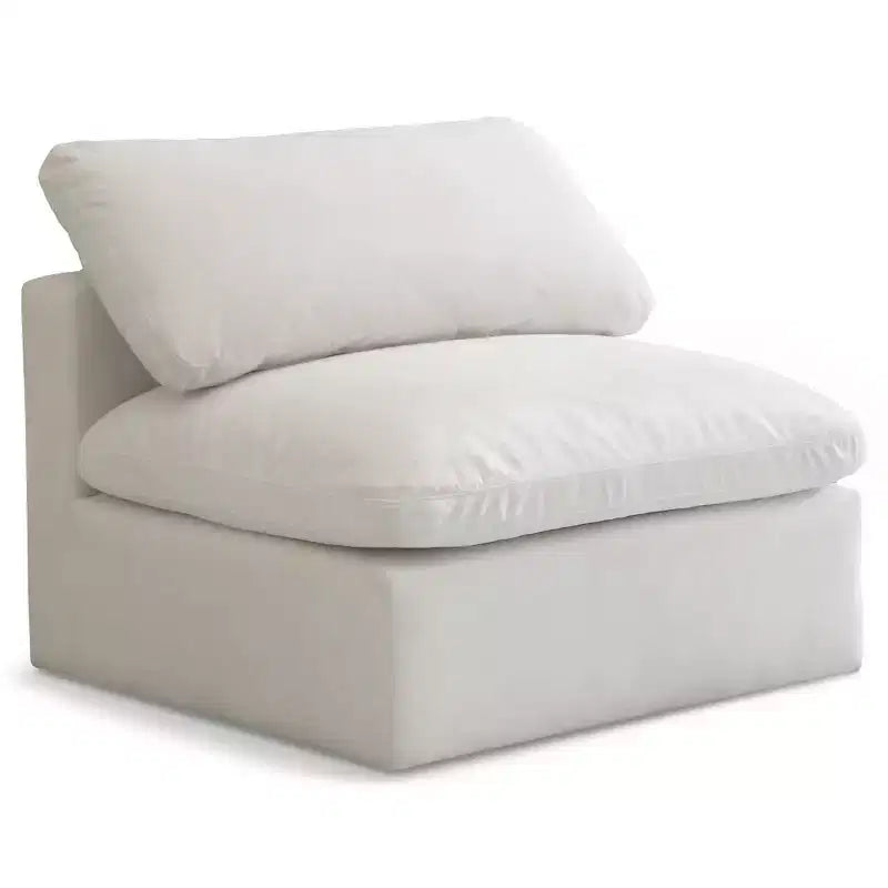 Meridian Furniture, Sedia modulare senza braccioli in velluto felpato, comfort standard