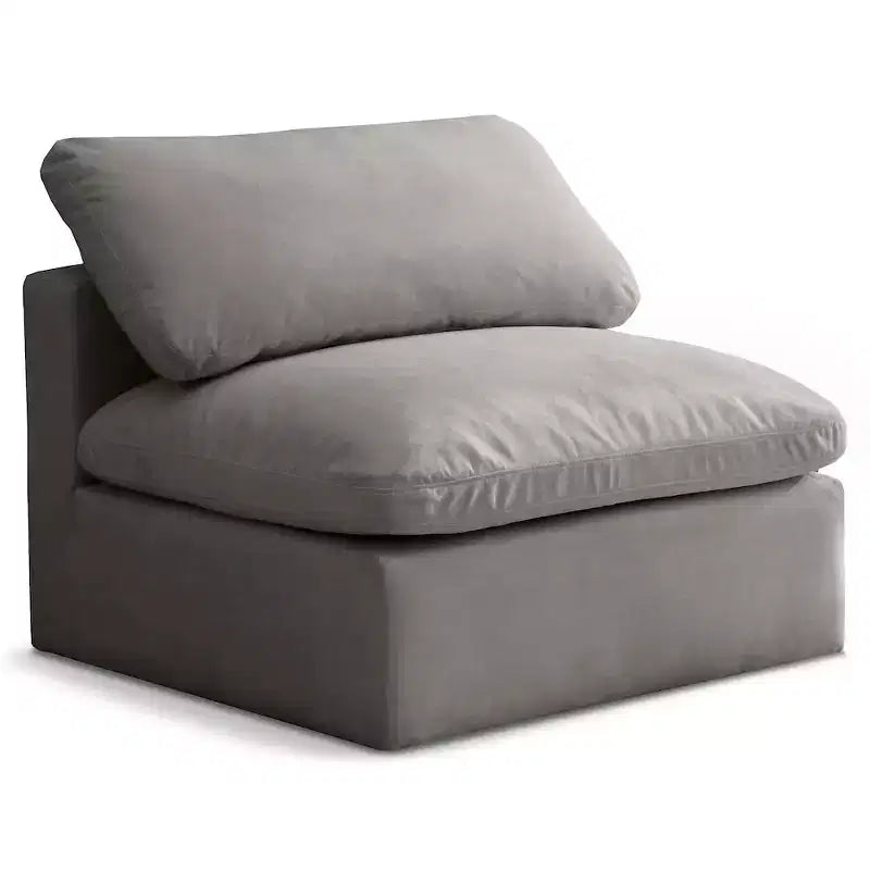 Meridian Furniture, Sedia modulare senza braccioli in velluto felpato, comfort standard
