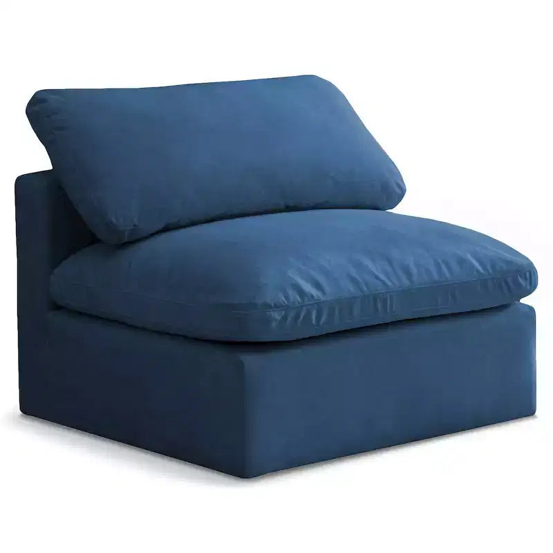 Meridian Furniture, Sedia modulare senza braccioli in velluto felpato, comfort standard