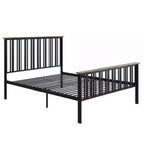 Royal Hampton Full Bed with Slatted Metal Frame, MDF Wood, Oak Brown and Black