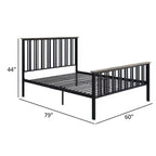 Letto matrimoniale Royal Hampton con telaio in metallo a doghe, legno MDF, marrone quercia e nero