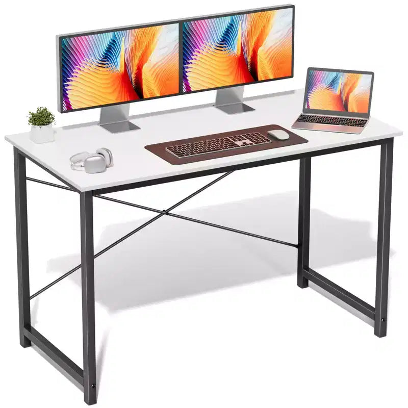 JIONJOY 47 Bureau Informatique - Table d'Écriture pour Bureau à Domicile Renforcée en X, Style Moderne Simple