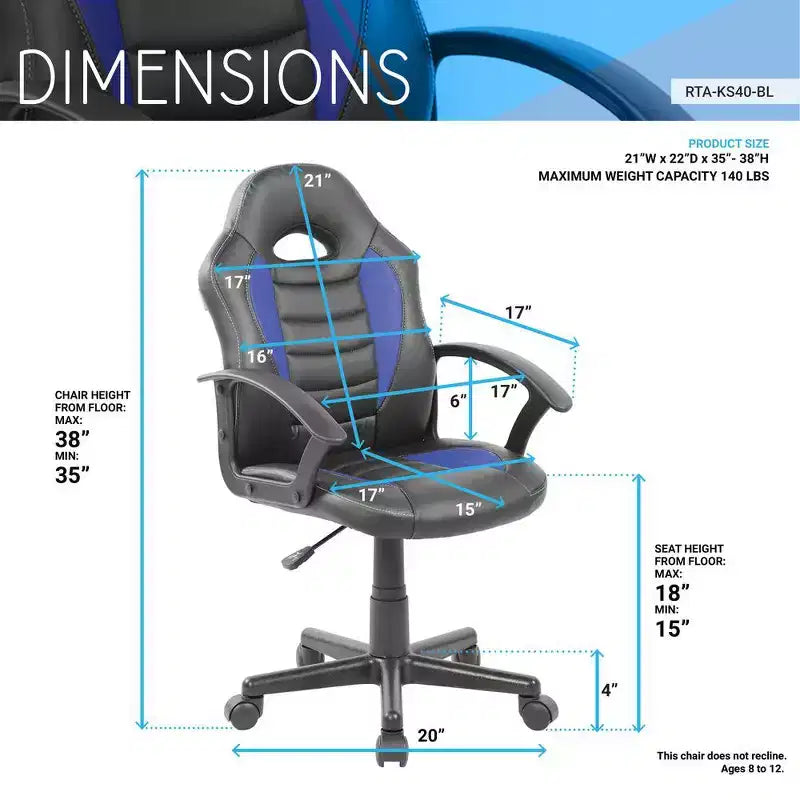 Chaise de jeu et de bureau pour enfant Techni Mobili Racer avec roulettes