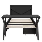 Letto a castello/matrimoniale da gaming con scrivania e testiera a LED, letto in metallo con cassetti portaoggetti per bambini e adulti, nero