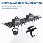 Scaffalatura da parete per garage, confezione da 2 pezzi da 60x120 cm, include ganci, sistema di organizzazione per garage, scaffale di stoccaggio, mensole sospese, capacità di carico 90 kg