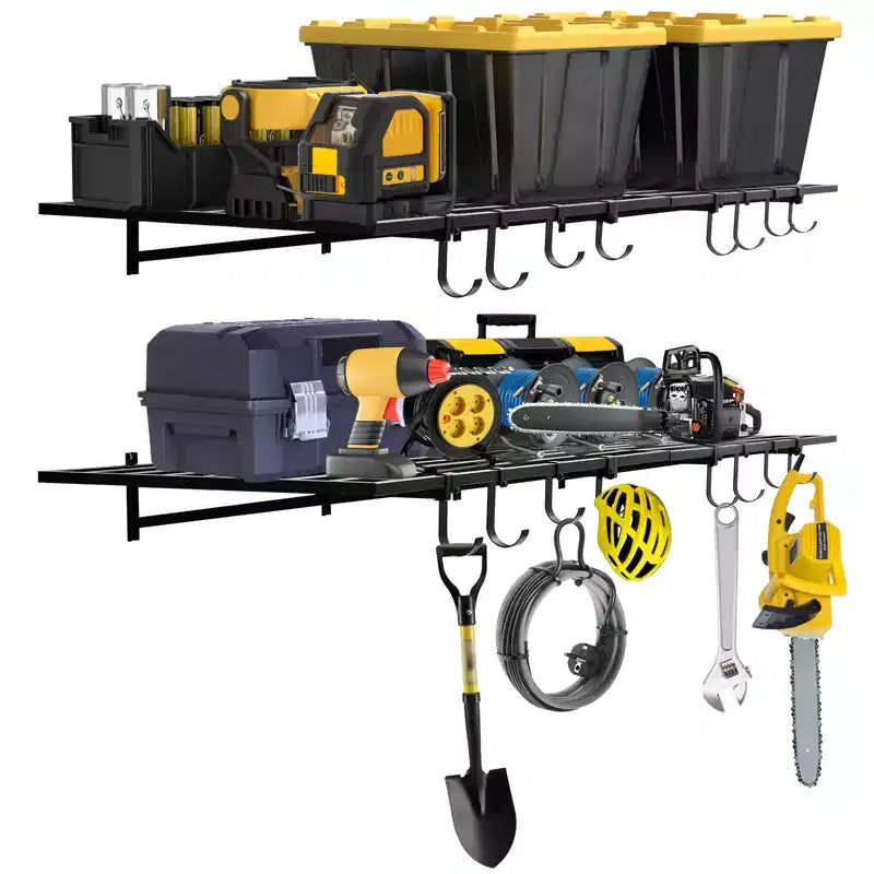 Scaffalatura da parete per garage, confezione da 2 pezzi da 60x120 cm, include ganci, sistema di organizzazione per garage, scaffale di stoccaggio, mensole sospese, capacità di carico 90 kg