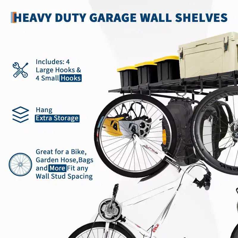 Scaffalatura da parete per garage, confezione da 2 pezzi da 60x120 cm, include ganci, sistema di organizzazione per garage, scaffale di stoccaggio, mensole sospese, capacità di carico 90 kg
