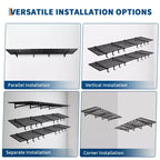 Scaffalatura da parete per garage, confezione da 2 pezzi da 60x120 cm, include ganci, sistema di organizzazione per garage, scaffale di stoccaggio, mensole sospese, capacità di carico 90 kg