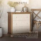 COZAYH Cassettiera rustica da fattoria con motivo a foglie intagliate e 3 cassetti, set da 2
