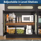 Mobile credenza in rattan da 60'' con 2 cassetti e 4 ante in rattan, ripiani regolabili e vano portaoggetti, per sala da pranzo, soggiorno, ingresso