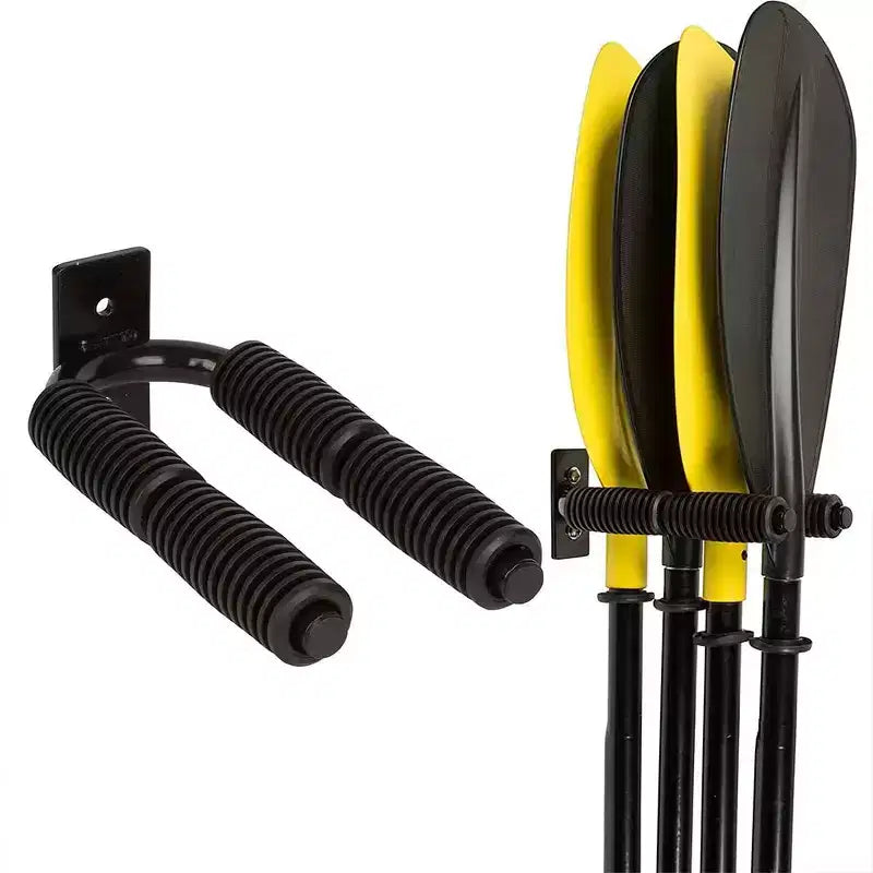 4-Paddle Rack Storage Rack, Garage Metal Oars holder with Non-scratch Grip, Hanging Hooks Wall-Mount Paddle Accessory for Kayak, SUP, Canoe Paddles