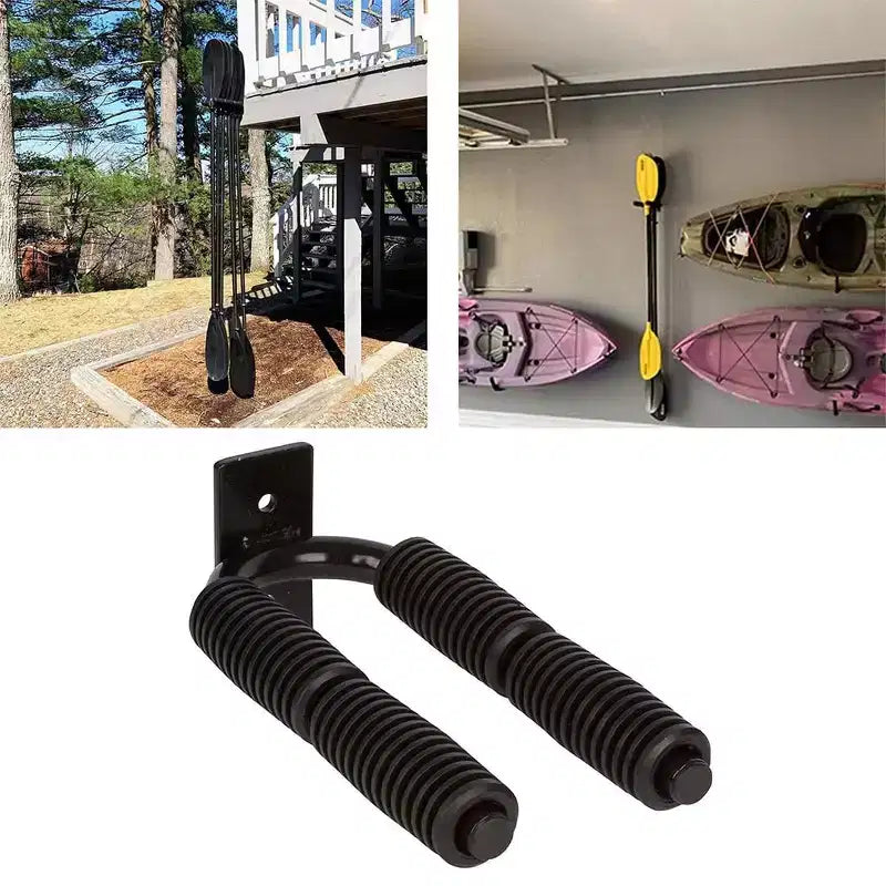 Rastrelliera porta pagaie a 4 posti, supporto per remi in metallo da garage con impugnatura antigraffio, ganci da appendere a parete per pagaie da kayak, SUP, canoa