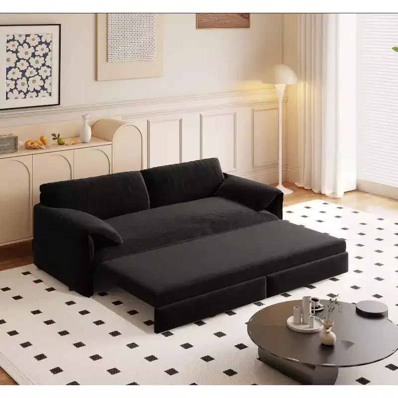MAYEERTY Divano Letto Matrimoniale Queen da 66 Pollici, Divano Letto Convertibile 3-in-1 con Contenitore Laterale, Letto Multifunzionale in Velluto a Due Posti per Soggiorno Camera da Letto