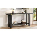 Consolle minimalista con contenitore, Tavolino da ingresso in legno con ripiano aperto, Tavolino da corridoio stile rustico