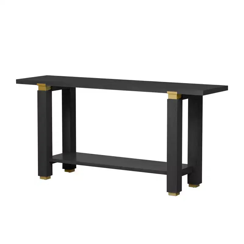 Consolle minimalista con contenitore, Tavolino da ingresso in legno con ripiano aperto, Tavolino da corridoio stile rustico